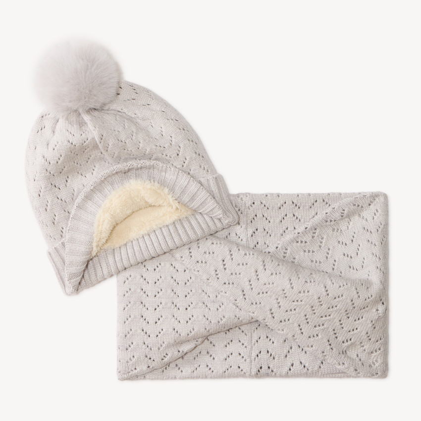 Ensemble bonnet et snood fille 