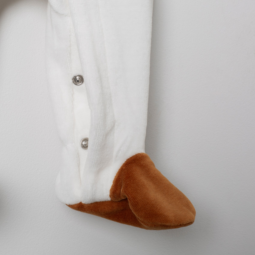 Dors-bien en velours bicolore motif ours 