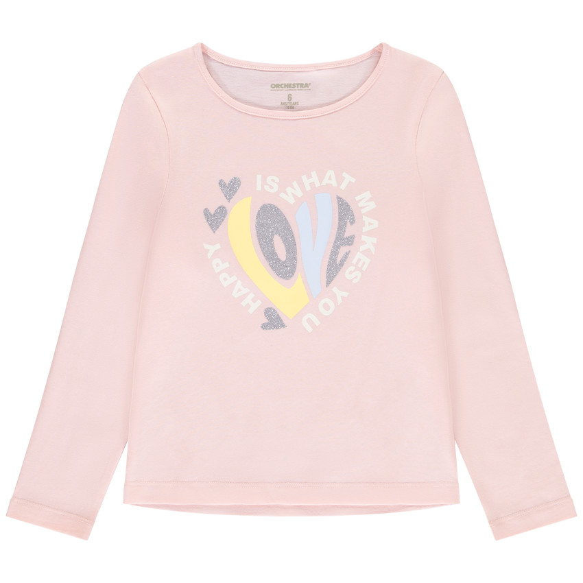 T-shirt manches longues print pailleté pour fille