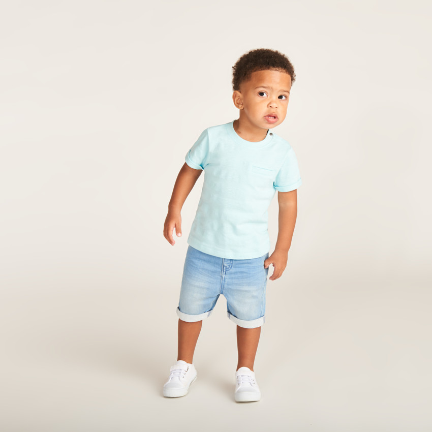 T-shirt manches courtes uni en jersey effet pop-corn pour bébé garçon 