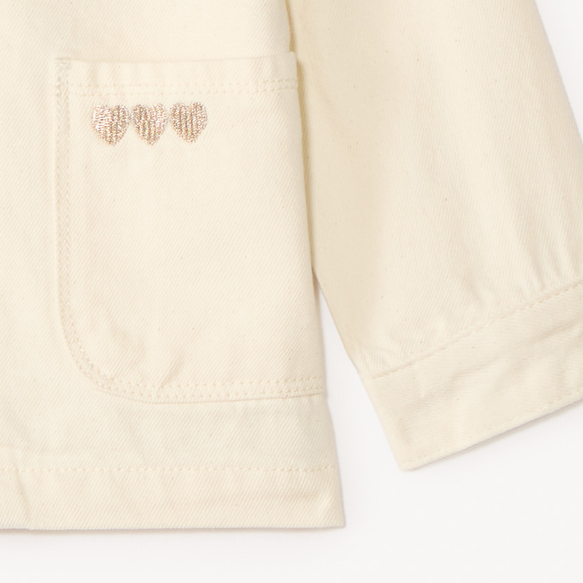 Veste en denim uni avec broderie cœurs pour bébé fille 