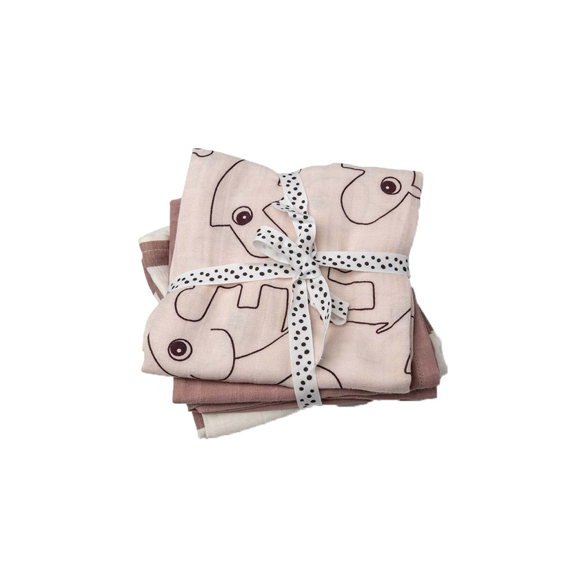 Lot de 3 langes Deer Friends - Rose Main Lot de 3 langes Deer Friends - Rose