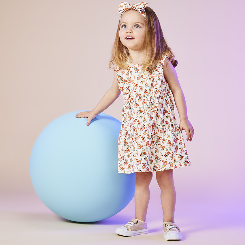 Bandeau nœud imprimé fleuris pour bébé fille  