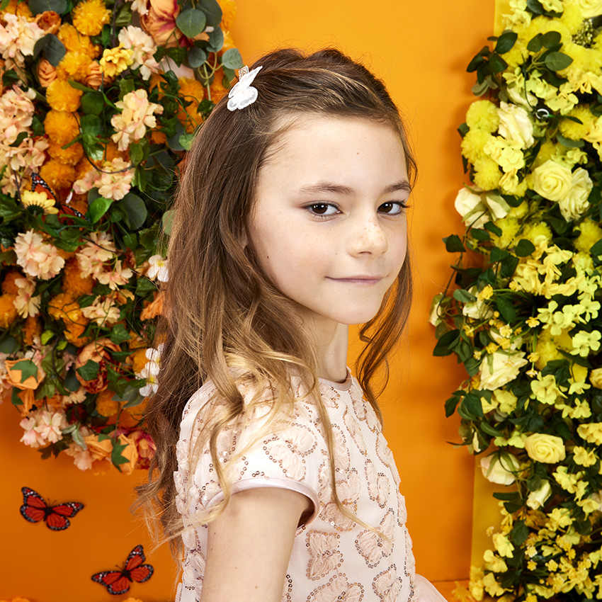 Set de 4 barrettes papillons et fleurs pour fille 