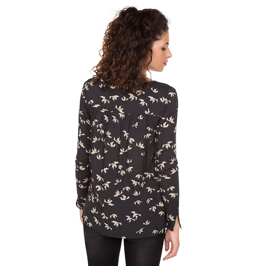 Top de grossesse manches longues avec oiseaux imprimés 