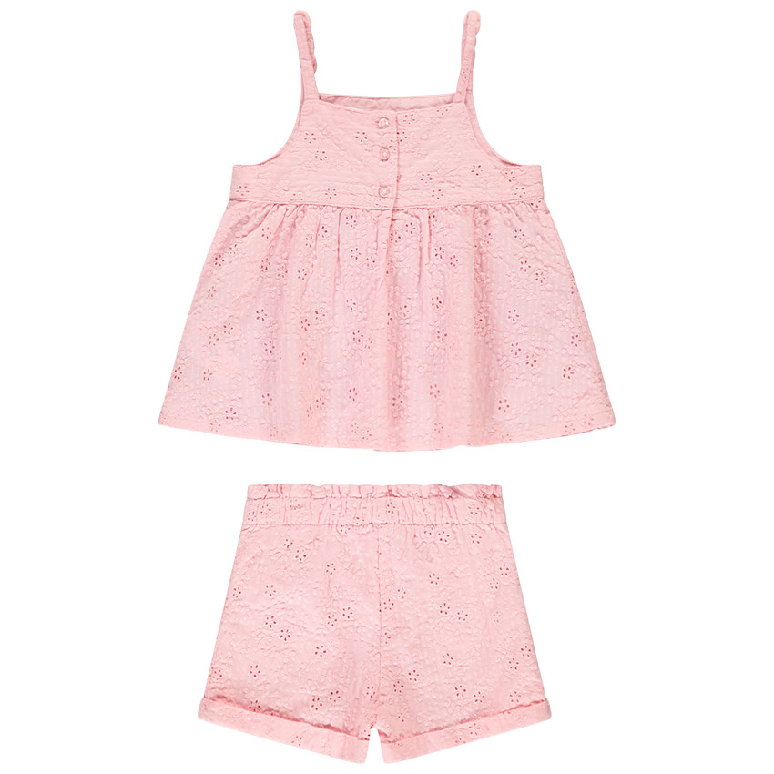 Ensemble 2 pièces en broderie anglaise pour bébé fille 