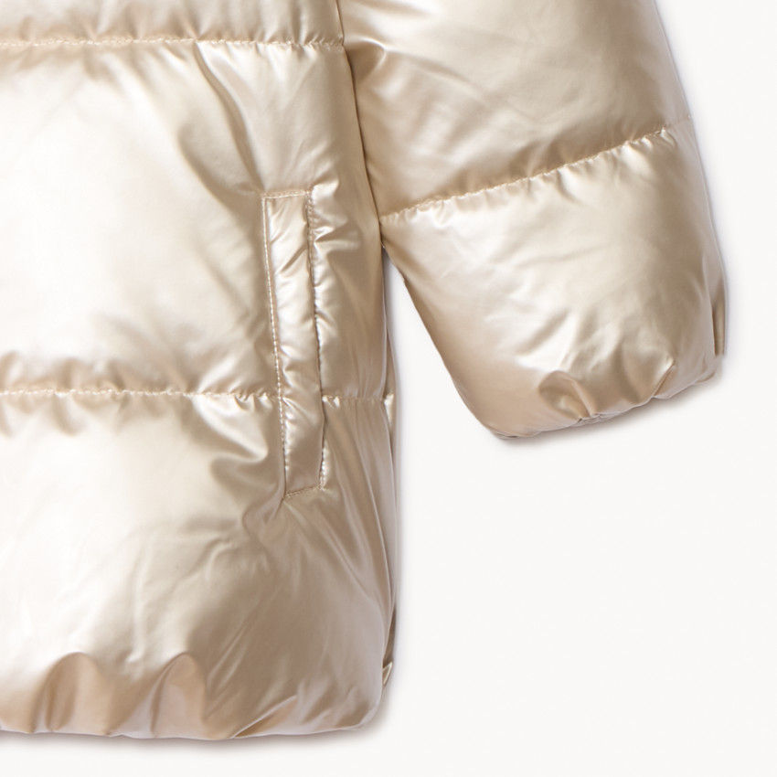 Doudoune à capuche en toile irisée doublée sherpa pour fille 