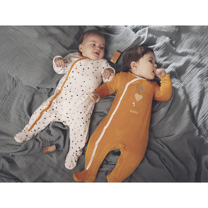 Lot de 2 dors-bien en velours motifs coeurs pour bébé fille 