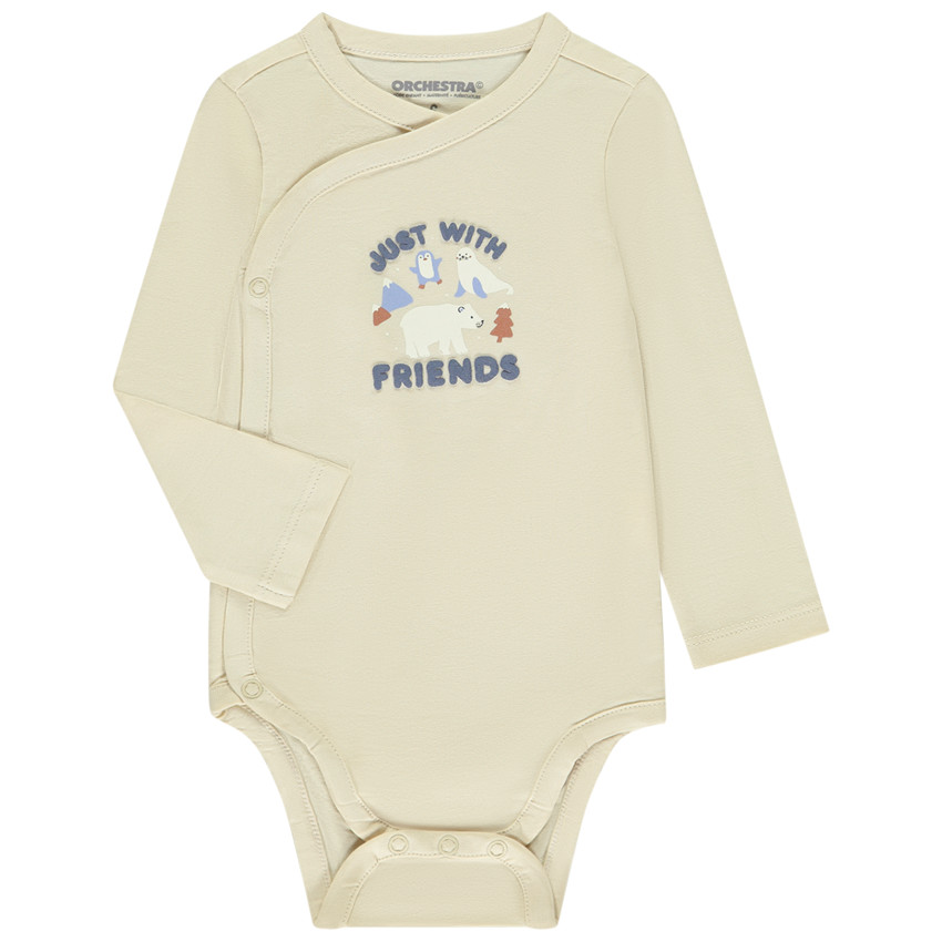 Lot de 7 bodies manches longues motifs Artic pour bébé garçon avec ouvertures différentes selon l'âge 