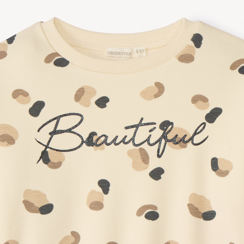 Sweat molleton oversize imprimé tacheté pour fille 