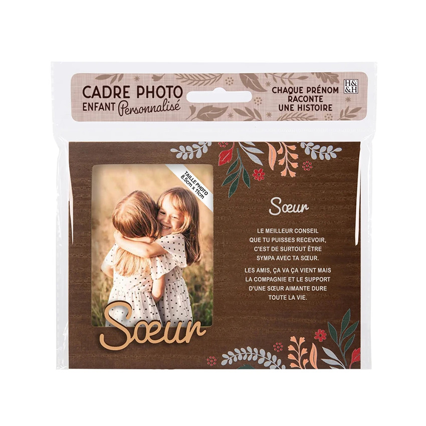 Cadre photo personnalisé 18,5 x 14,5 cm Sœur
