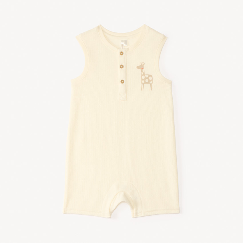 Combinaison courte en maille fantaisie print girafe pour bébé garçon