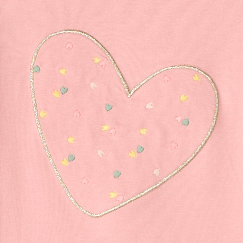 T-shirt manches courtes avec broderie cœur pour bébé fille 