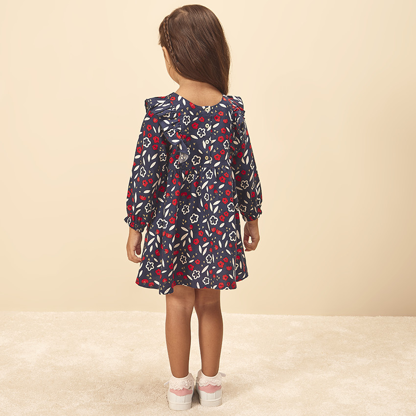 Robe manches longues imprimé fleuri pour bébé fille 