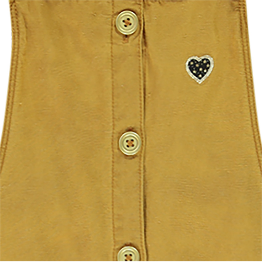 Robe salopette en toile avec broderie coeur pour fille Main Robe salopette en toile avec broderie coeur pour fille
