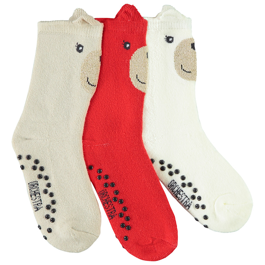 Lot de 3 paires de chaussettes hautes antidérapantes pour bébé fille 