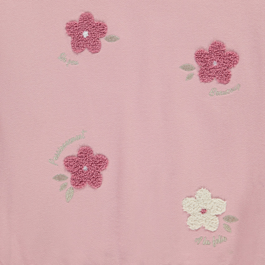 Sweat oversize à fleurs en bouclettes pour fille 