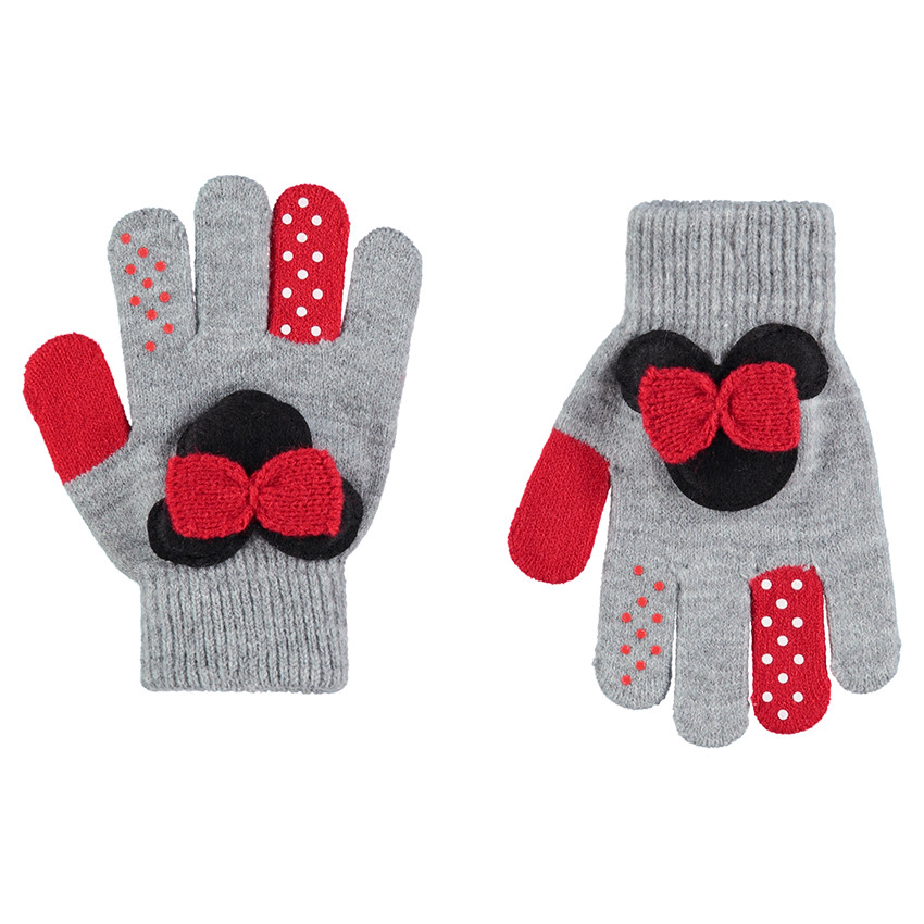 Gants en tricot avec Minnie Disney patchée sur le dessus 