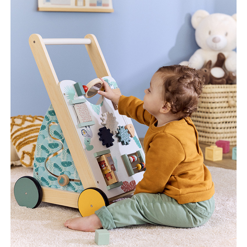 Chariot de marche et d'activités en bois Happy Wild 