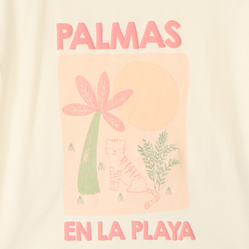 Ensemble 2 pièces t-shirt + short motifs palmiers pour bébé fille 