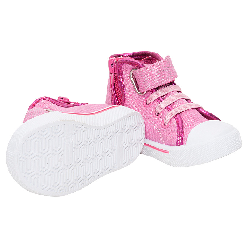 Baskets montantes roses pailletées Smiley 