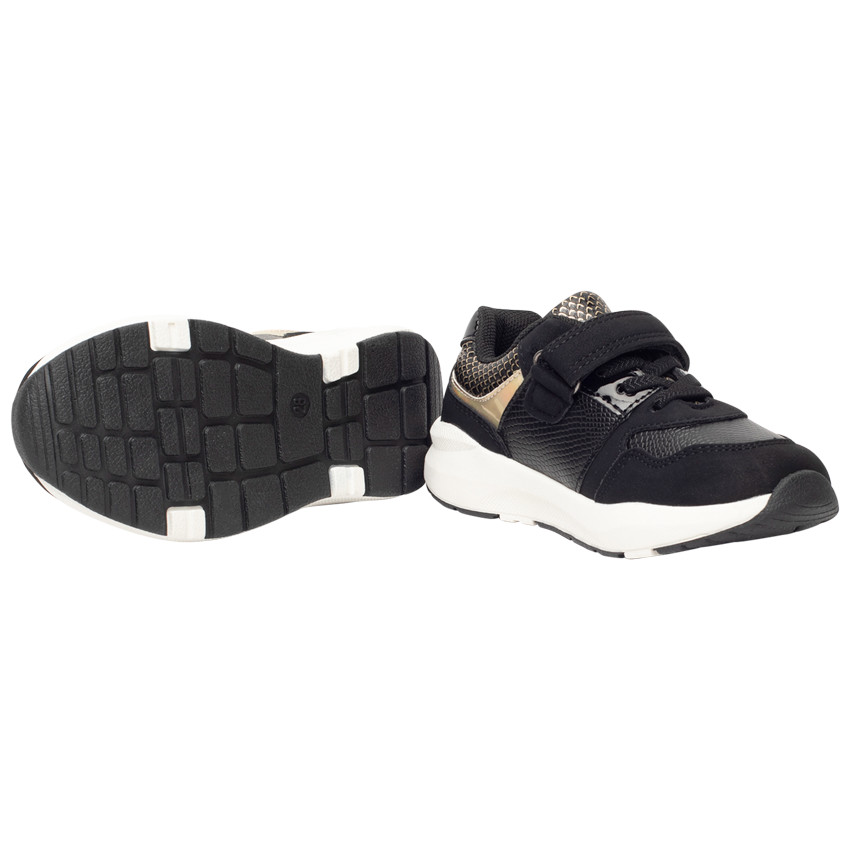 Baskets de sport avec empiècements dorés et serpent pour fille 