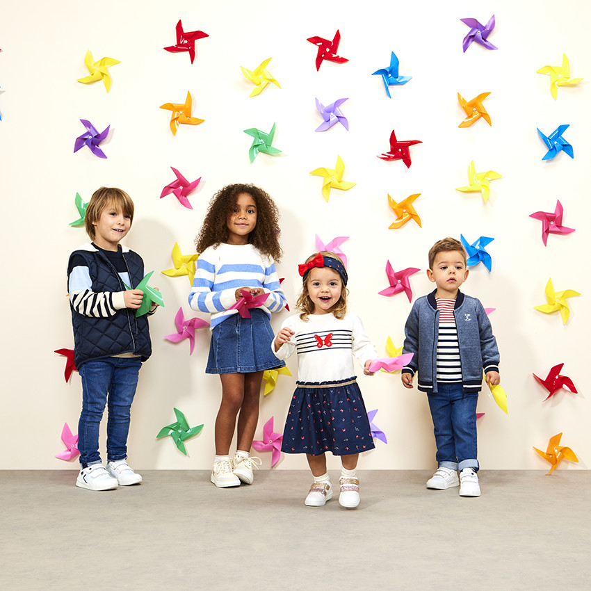 Robe manches longues effet 2 en 1 motifs papillons pour bébé fille 