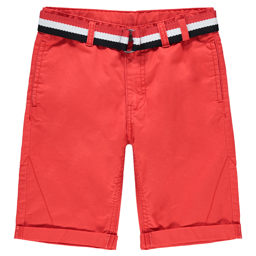 Junior - Bermuda en coton surteint avec ceinture tricolore amovible 