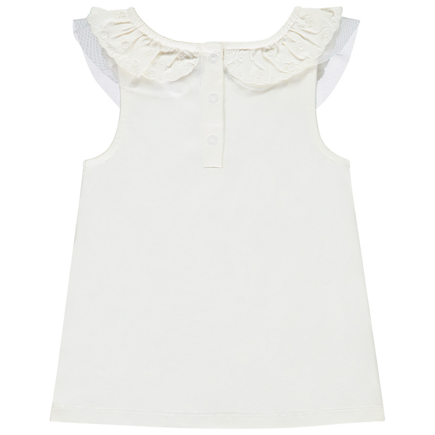 Débardeur uni avec col à broderie anglaise pour bébé fille 