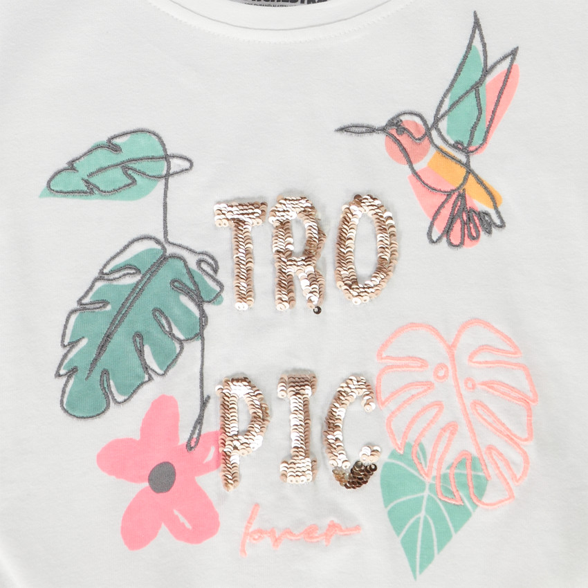 T-shirt manches courtes avec sequins magiques pour fille 