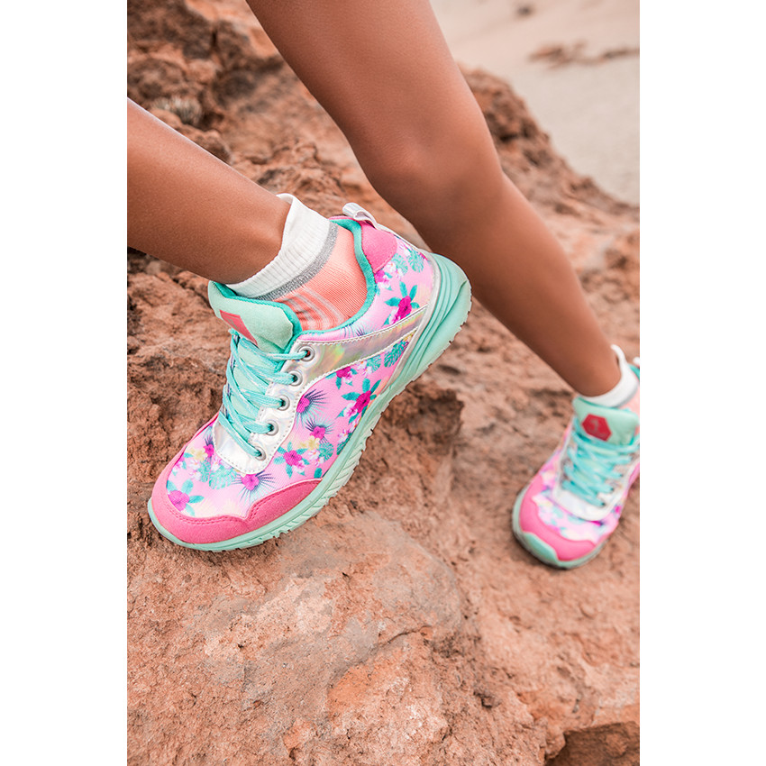 Baskets de sport multicolores imprimées fleurs  