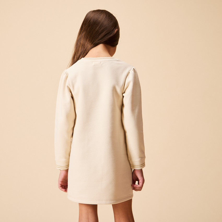 Robe manches longues en molleton print pailleté pour fille 