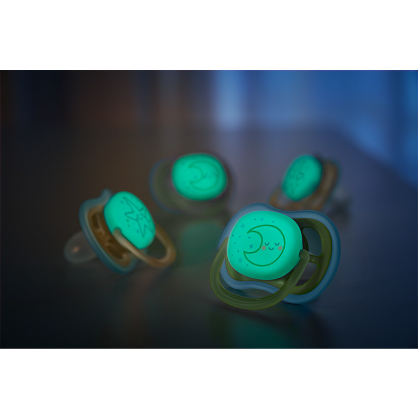 Lot de 2 sucettes Ultra Air Nighttime phosphorescente 18M+ 