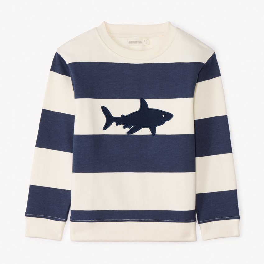 Sweat en molleton avec requin brodé pour garçon 