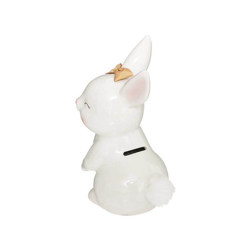 Tirelire lapin dolomite Rose et Lili 22 cm 