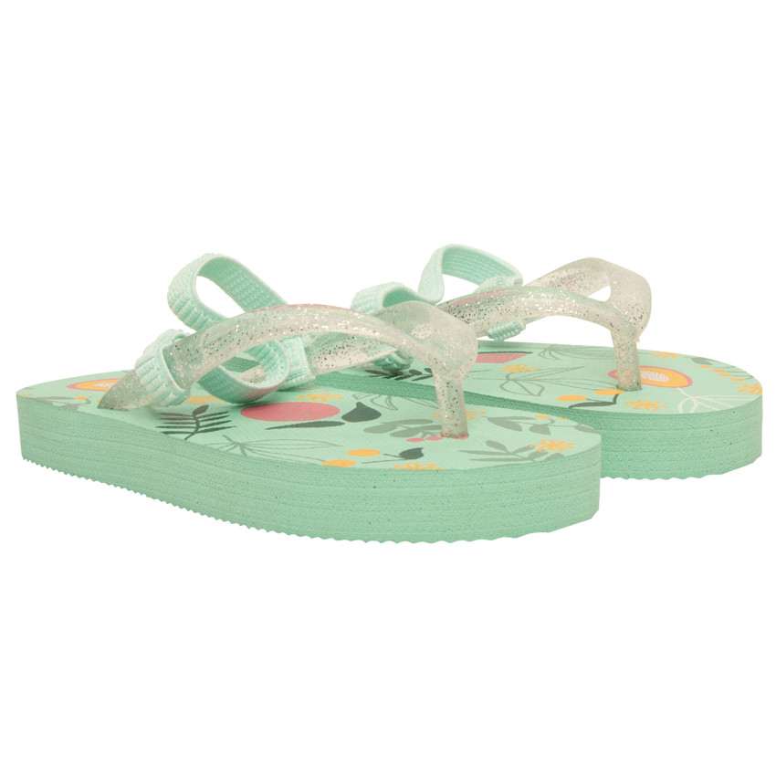 Tongs à bride pailletée imprimé fruits pour fille avec lanière selon l'âge 