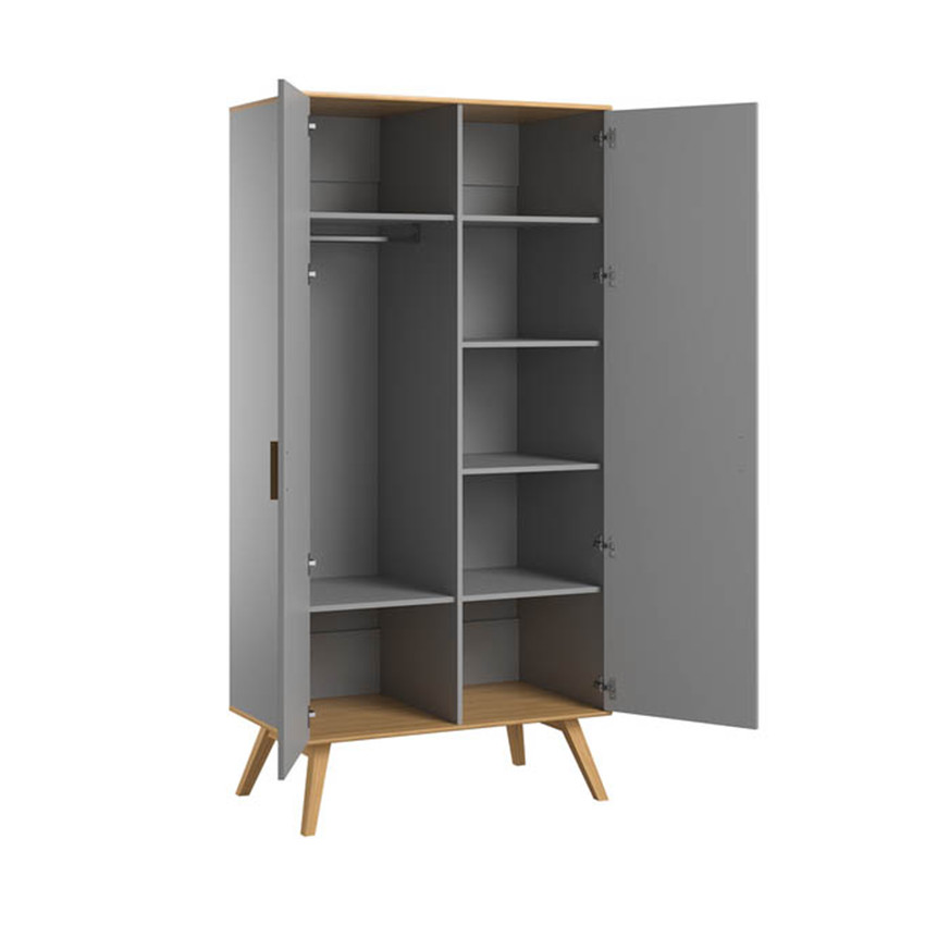Armoire 2 portes Nautis - Gris / Bois 