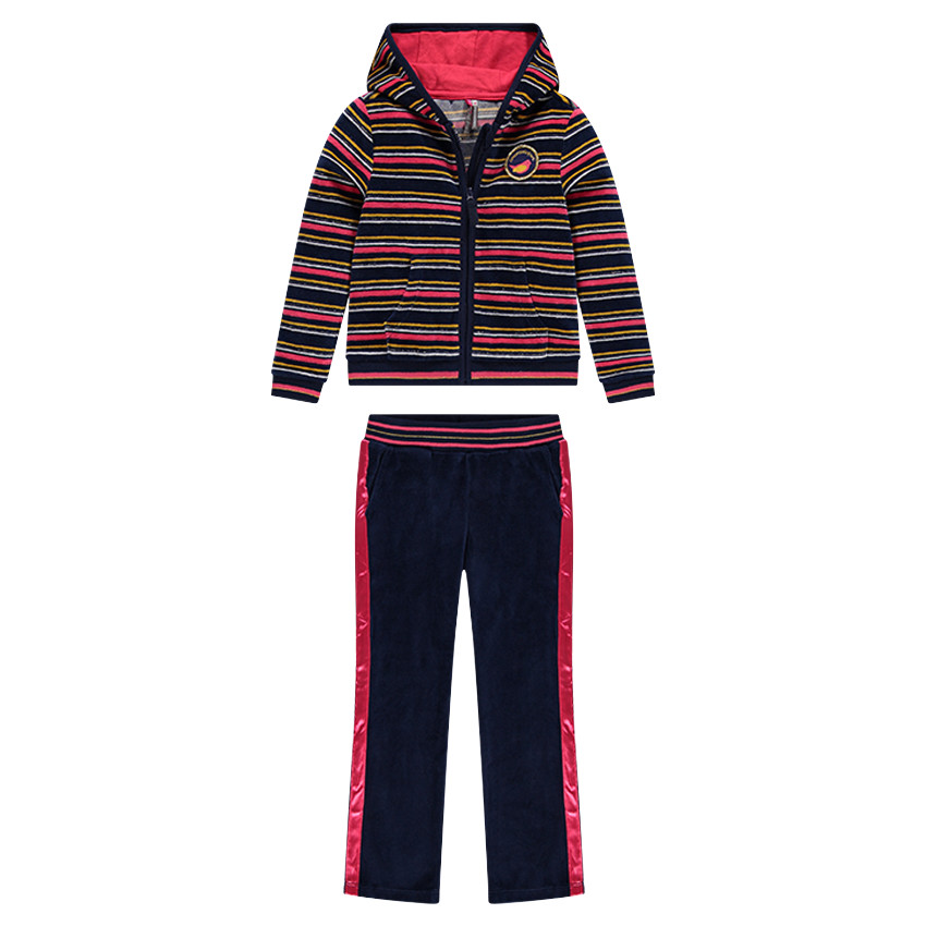 Ensemble de jogging en velours à rayures multicolores 