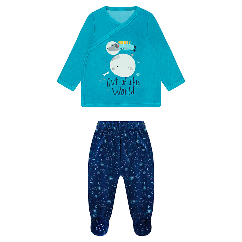 Pyjama en velours avec printe fantaisie et bas imprimé galaxie 