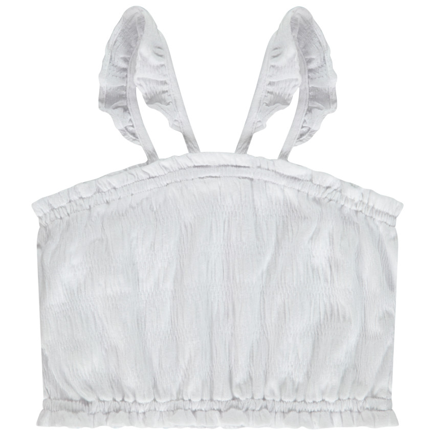Crop top smocké à bretelles volantées pour fille 