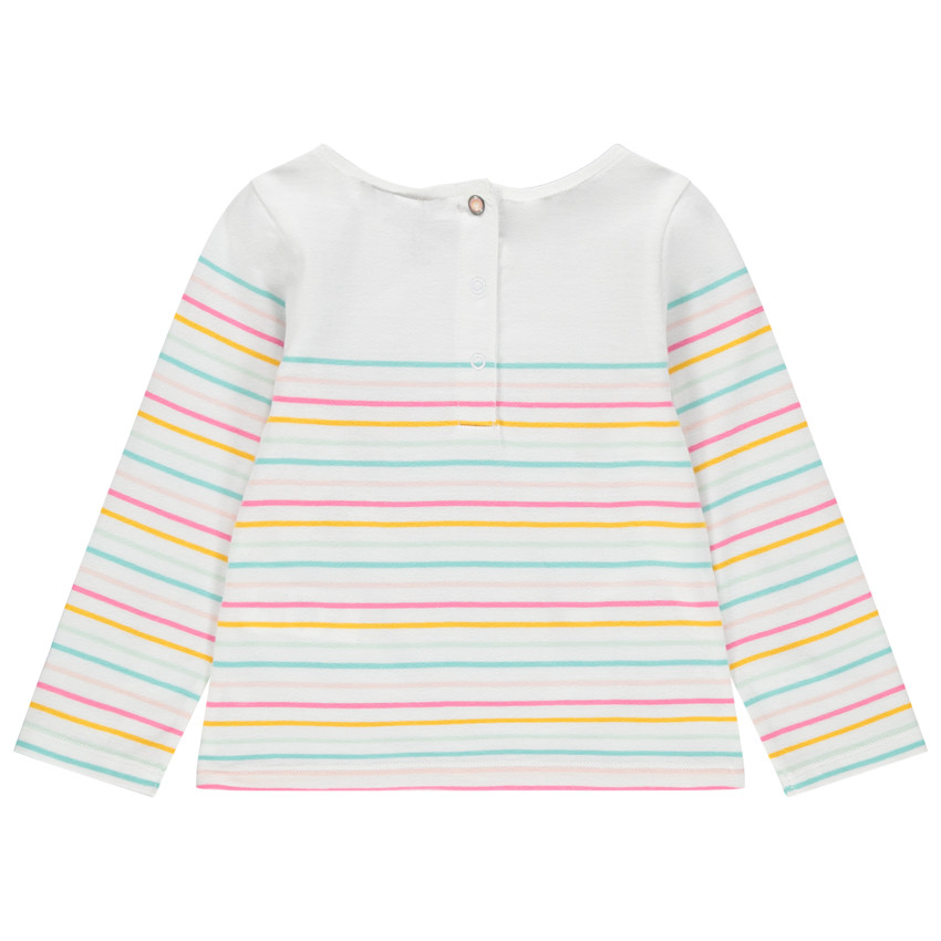 Marinière en coton à rayures colorées et arc-en-ciel printé pour bébé fille 