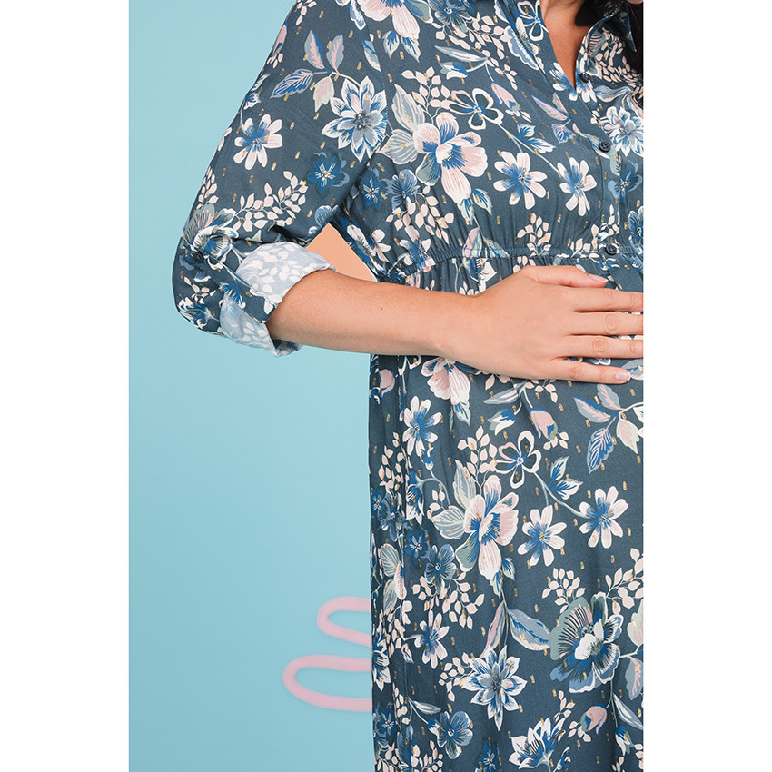Robe de grossesse manches longues à fleurs 