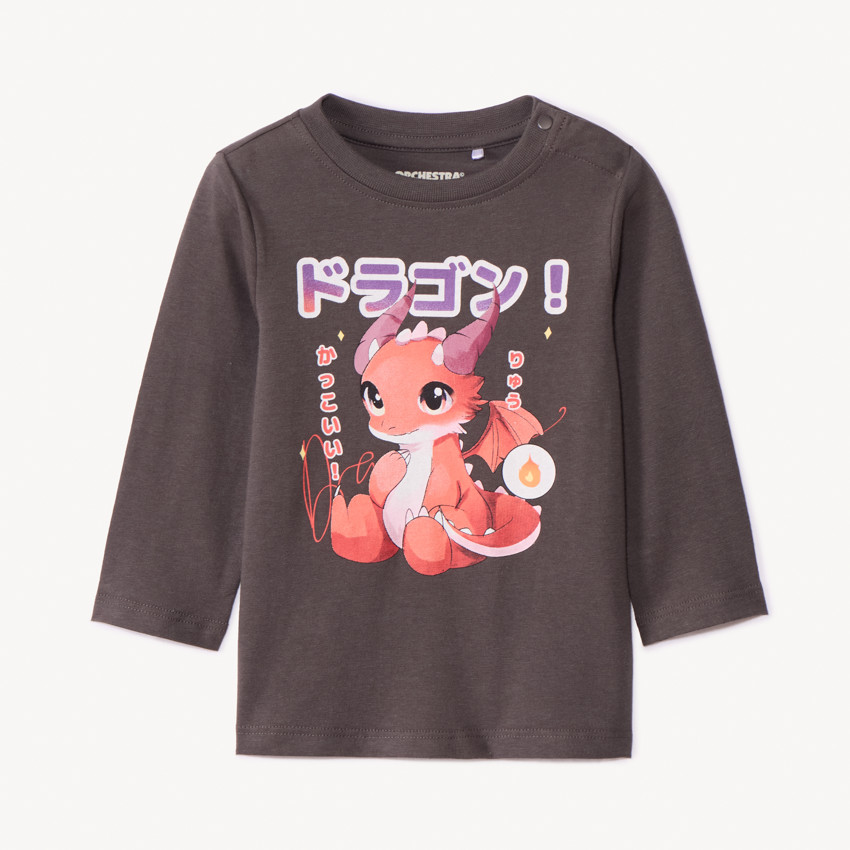 T-shirt manches longues print dragon kawaii pour bébé garçon