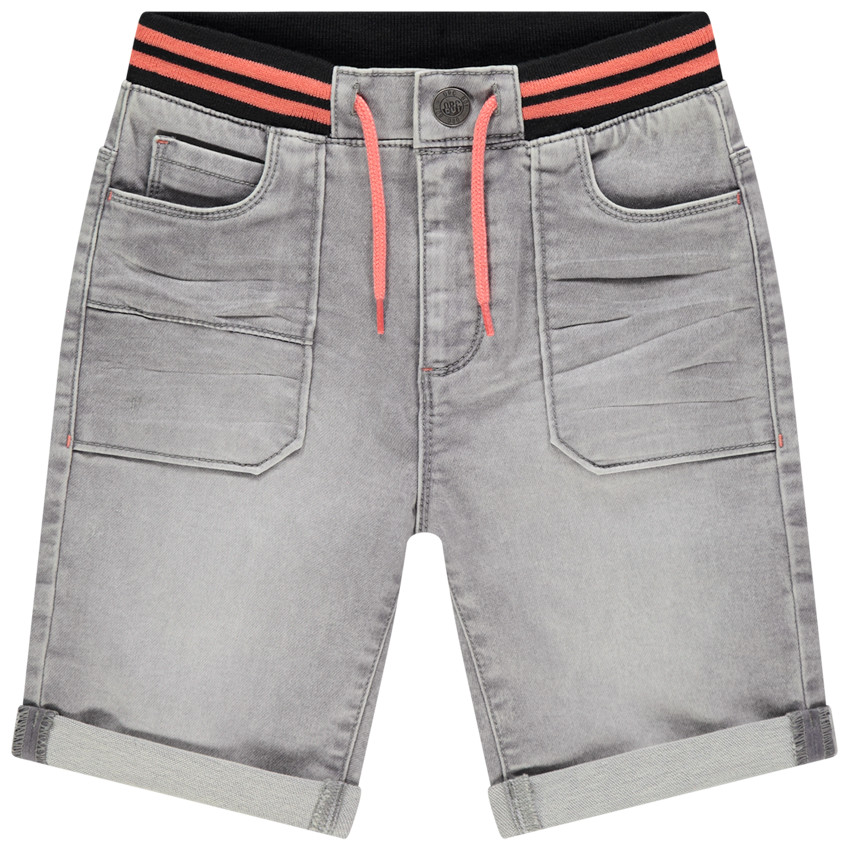Bermuda en jean effet used à taille élastiquée 