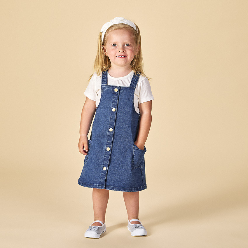Robe salopette en jean pour bébé fille 