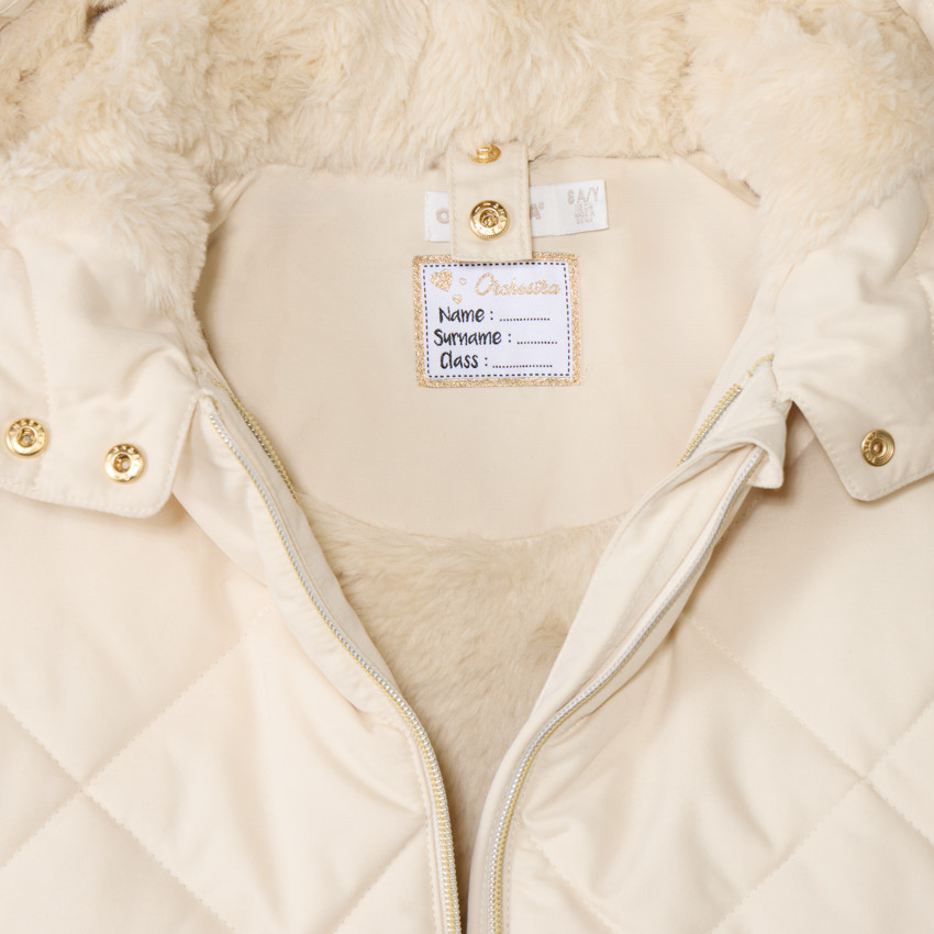 Doudoune manches longues en twill et sherpa + gilet pour fille 