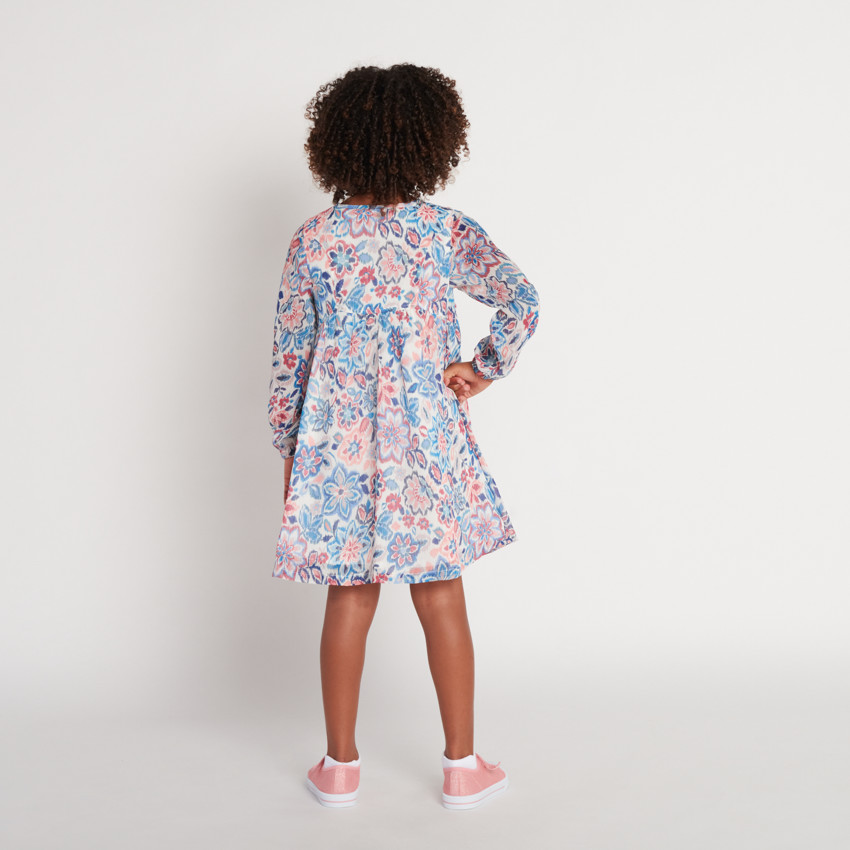 Robe manches longues à fleurs pour fille  