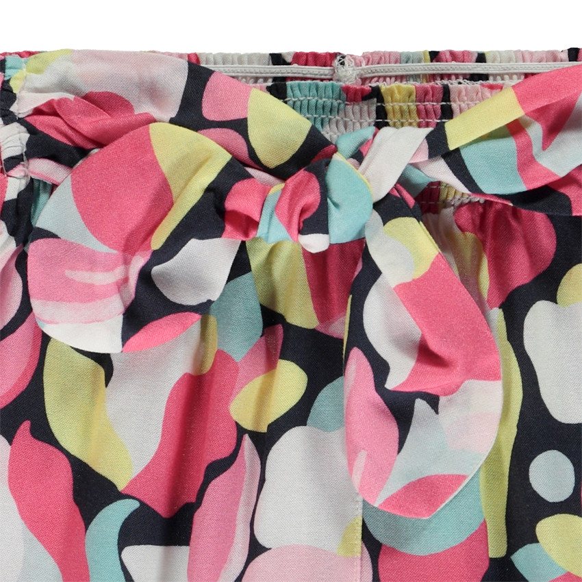 Pantacourt fluide à nouer imprimé fantaisie pour fille 