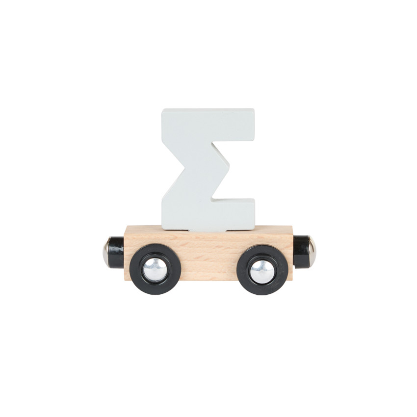 Lettre "SIGMA" wagon en bois - bleu 