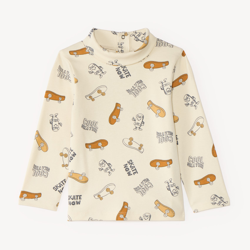Sous-pull col montant bébé garçon motif skateboard 